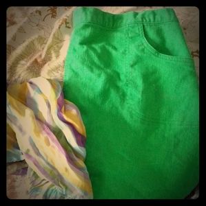 d & Co Green vintage-style midi a line skirt